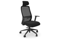NV Chair Adj. Arms, Mesh Back, Black Base, Black Fabric Seat Plus Headrest