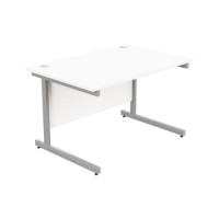 Ashford Metal Leg 1200mm x 800mm Straight Desk - Silver Leg / White Top