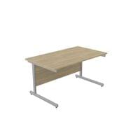 Ashford Metal Leg 1400mm x 800mm Straight Desk - Silver Leg / Urban Oak Top