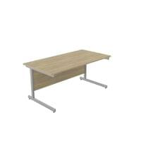 Ashford Metal Leg 1600mm x 800mm Straight Desk - Silver Leg / Urban Oak Top