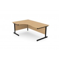 Ashford Metal Leg 1600/800 x 1200/600mm L/H Crescent Desk - Black Leg / Beech Top