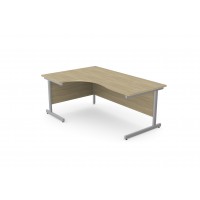 Ashford Metal Leg 1600/800 x 1200/600mm L/H Crescent Desk - Silver Leg / Urban Oak Top