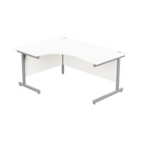 Ashford Metal Leg 1600/800 x 1200/600mm L/H Crescent Desk - Silver Leg / White Top