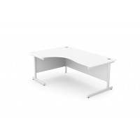Ashford Metal Leg 1600/800 x 1200/600mm L/H Crescent Desk - White Leg / White Top