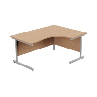 Ashford Metal Leg 1600/800 x 1200/600mm R/H Crescent Desk - Silver Leg / Beech Top