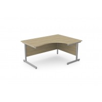 Ashford Metal Leg 1600/800 x 1200/600mm R/H Crescent Desk - Silver Leg / Urban Oak Top