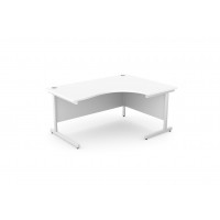 Ashford Metal Leg 1800/800 x 1200/600mm R/H Crescent Desk - White Leg / White Top