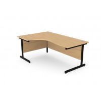 Ashford Metal Leg 1800/800 x 1200/600mm L/H Crescent Desk - Black Leg / Beech Top
