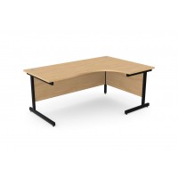 Ashford Metal Leg 1800/800 x 1200/600mm R/H Crescent Desk - Black Leg / Beech Top