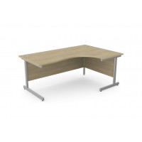 Ashford Metal Leg 1800/800 x 1200/600mm R/H Crescent Desk - Silver Leg / Urban Oak Top