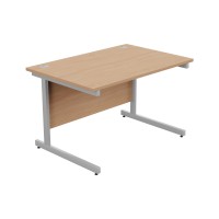 Ashford Metal Leg 800mm x 600mm Straight Desk - Silver Leg / Beech Top