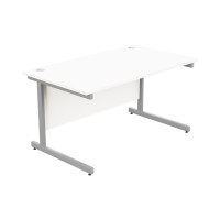 Ashford Metal Leg 1400mm x 800mm Straight Desk - Silver Leg / White Top