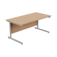 Ashford Metal Leg 1600mm x 800mm Straight Desk - Silver Leg / Beech Top
