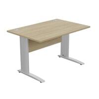 Komo Straight Desk 1200 x 800mm - Silver Leg / Urban Oak Top