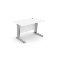 Komo Straight Desk 1200 x 800mm - Silver Leg / White Top