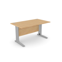 Komo Straight Desk 1400 x 800mm - Silver Leg / Beech Top