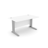 Komo Straight Desk 1400 x 800mm - Silver Leg / White Top