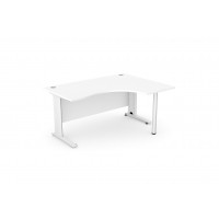 Komo Crescent Desk 1600/800 x 1200/600mm R/H - White Leg / White Top