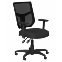 O.A. High Back Mesh Chair 2 Lever Nylon Base Step Arms PP - Black Mesh - Evert Black E031