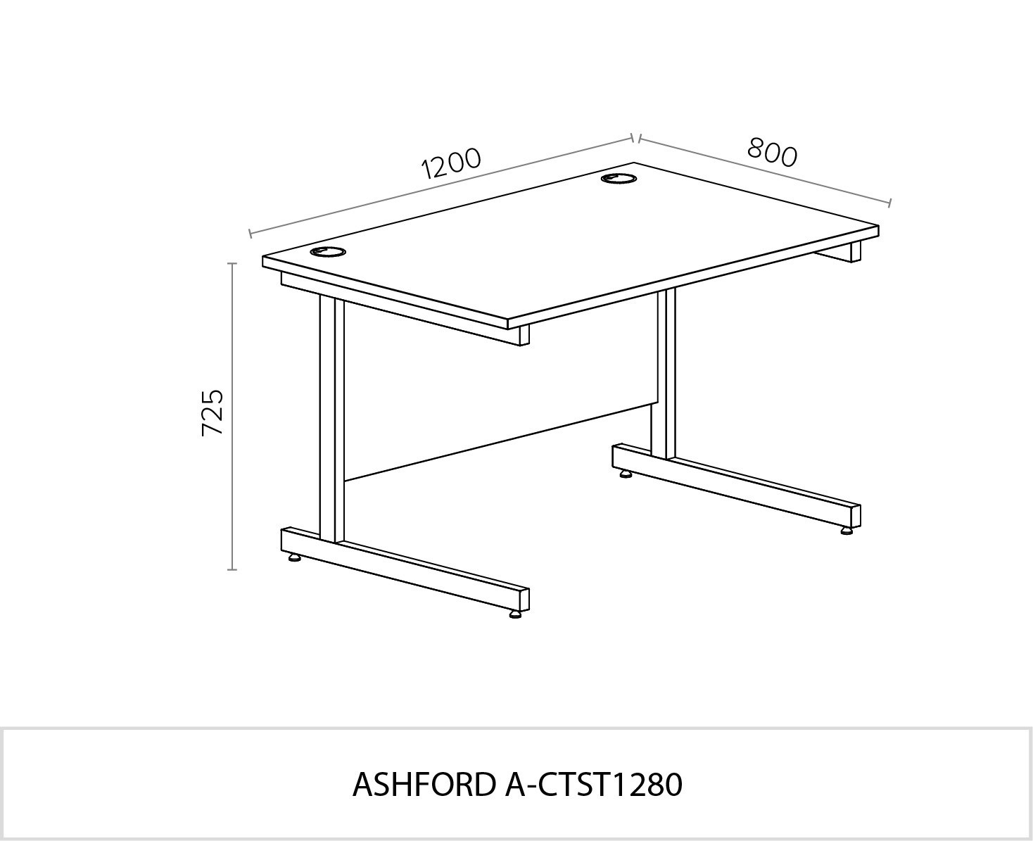 Ashford Metal Leg 1200mm x 800mm Straight Desk - Silver Leg / Beech Top