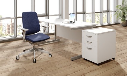 Ashford Metal Leg 1200mm x 800mm Straight Desk - Silver Leg / Beech Top