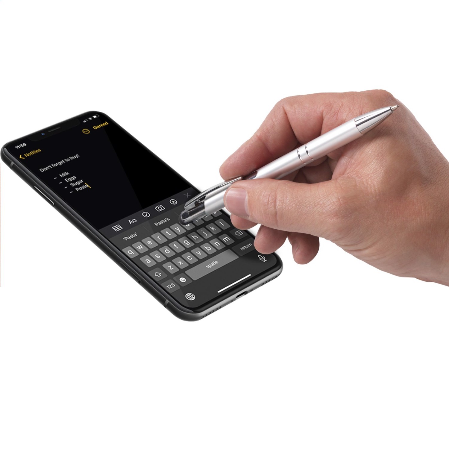 Ebony Touch stylus pen - Silver PK50