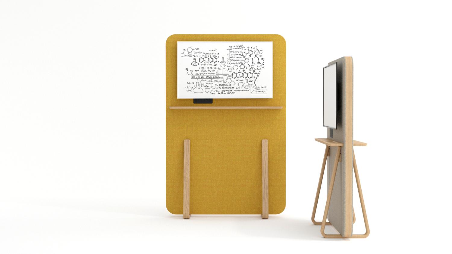 Oak upholstered media screen 1825mm high