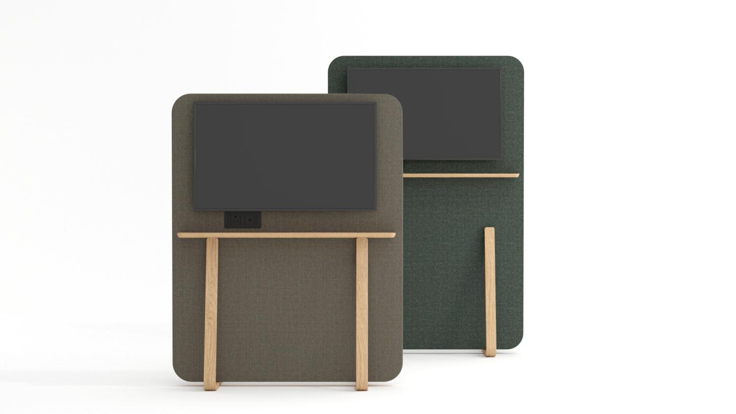 Oak upholstered media screen 1525mm high