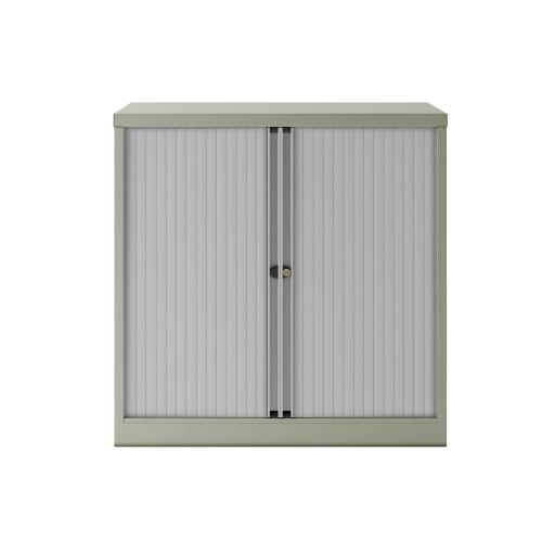 Bisley Essentials Two Door Tambour Unit Supplied Empty 1000mmHx1000mmWx470mmD Grey
