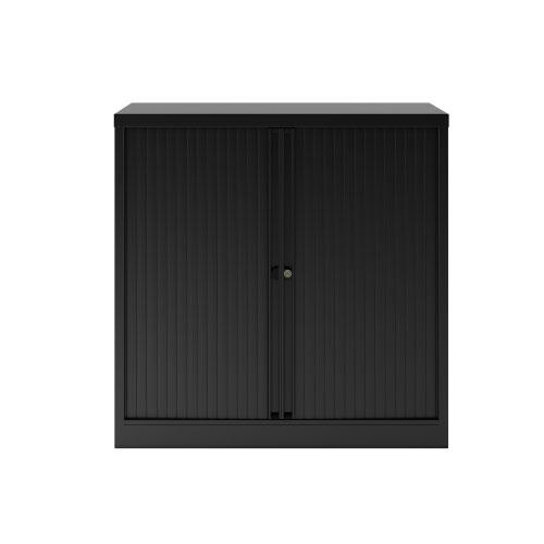 Bisley Essentials Two Door Tambour Unit Supplied Empty 1000mmHx1000mmWx470mmD Black