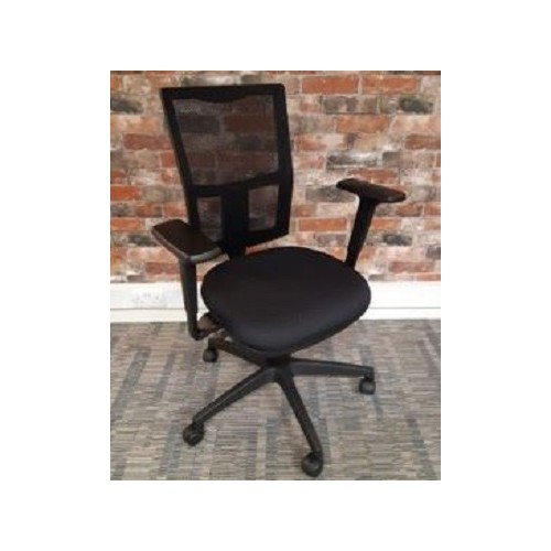 IRISH MADE ERGONOMIC MESH BACK TASK CHAIR (BLACK). Gas assisted seat height adjustment. Height adjustable backrest. Height adjustable arms