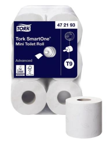 Tork T9 SmartOne Mini Toilet Roll 2-Ply 620 Sheets (Pack of 12) 472193