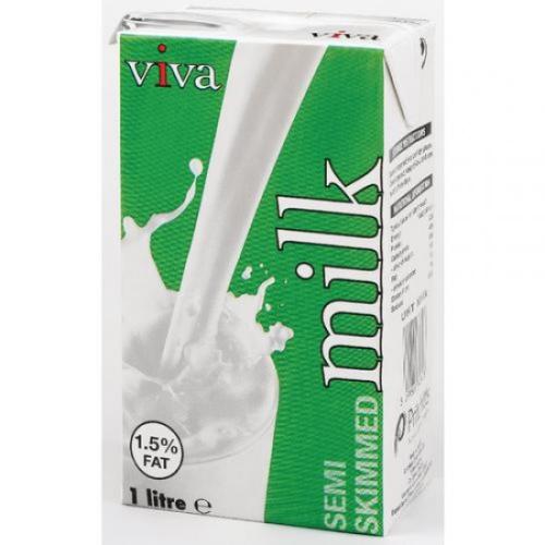 Viva Semi-Skimmed Longlife Milk 1 Litre (Pack of 12) A07466