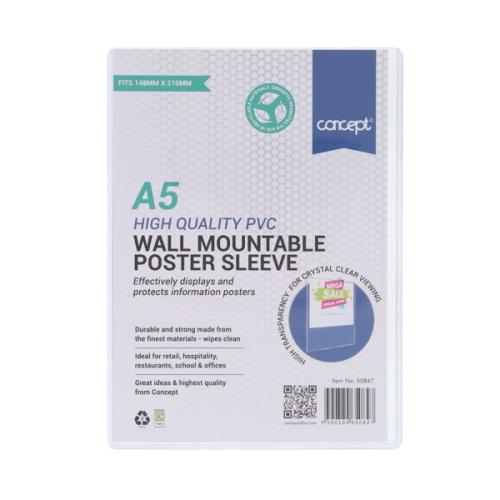 Concept A5 High Quality Pvc Wall Mountable Poster Sleeve