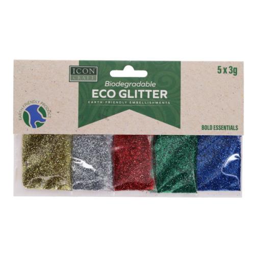 Icon Craft Biodegradable Glitter 3G X 5 Asst.