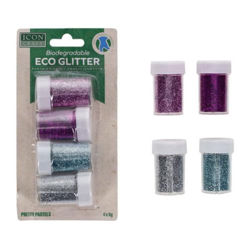 Icon Craft Biodegradable Glitter 8G X 4 Asst.