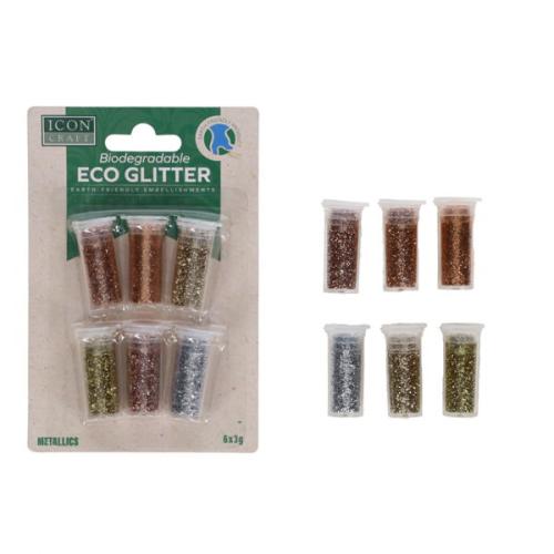 Icon Craft Biodegradable Glitter 3G X 6 Asst.