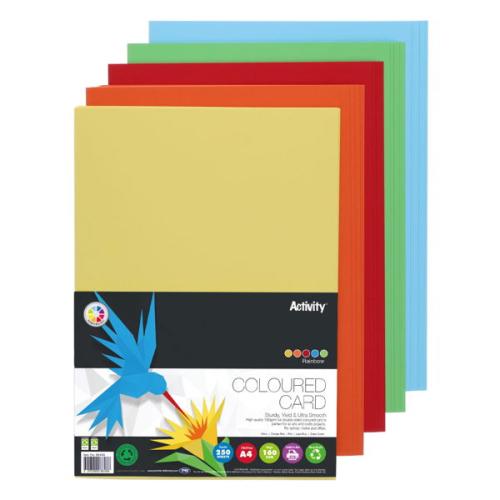 Premier Activity A4 160gsm Card 250 Sheets - Rainbow