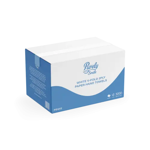 Purely Smile Hand Towels V Fold 2ply White Case of 3000