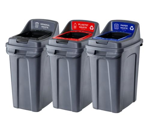 Purely Kind Recycling Bins 50 Litre Open Lid Set of 3