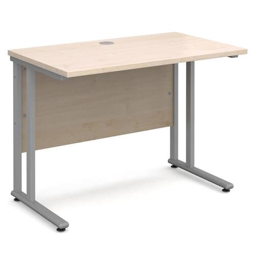 Narrow Desk 1000 x 600 x 725mm Silver Cantilever Frame 25mm MFC Maple