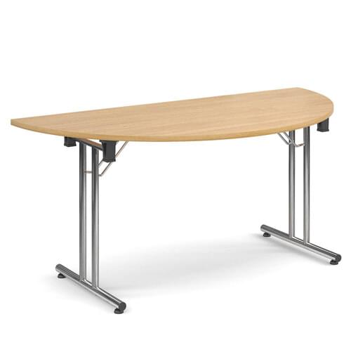 Semi-Cirlce Deluxe Folding Leg Table 1600mm x 800mm Oak