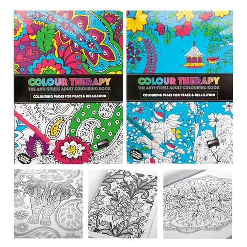 Adult Colour Therapy A4 Colouring - One Book of 32 Assorted Designs