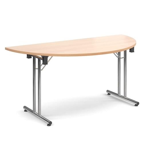 Semi-Cirlce Deluxe Folding Leg Table 1600mm x 800mm Beech