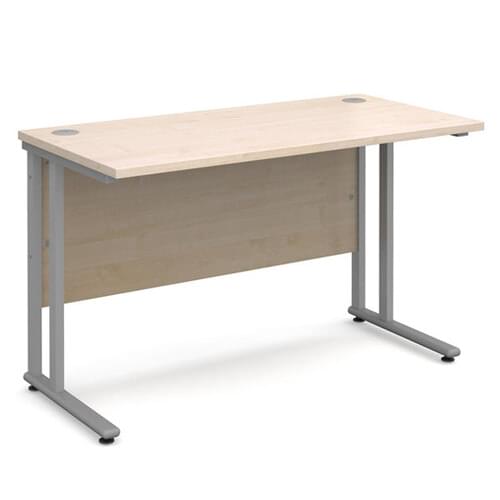 Narrow Desk 1200 x 600 x 725mm Silver Cantilever Frame 25mm MFC Maple