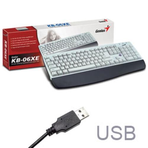 Genius USB Computer Keyboard & Palm Rest White KB-06XE
