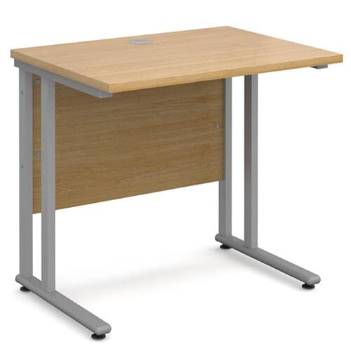 Narrow Desk 800 x 600 x 725mm Silver Cantilever Frame 25mm MFC Oak