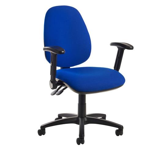 Operator Chair High Back 2 Lever Folding Arms Blue