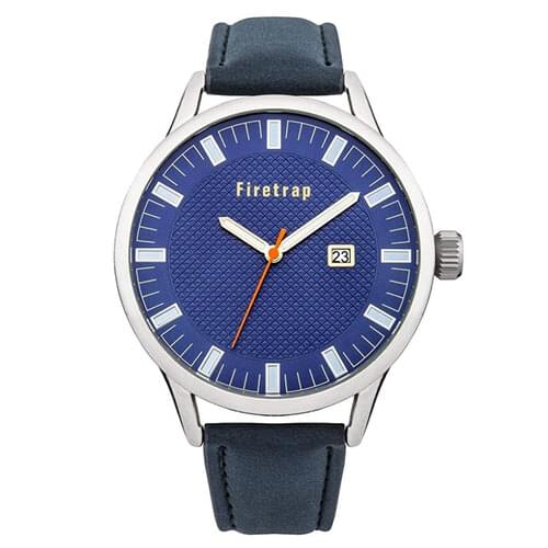 Firetrap Men's Quartz Watch with Blue Dial Analogue Display and Blue PU Strap