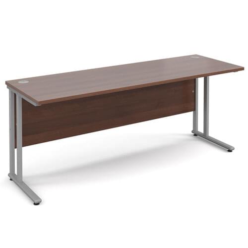 Narrow Desk 1800 x 600 x 725mm Silver Cantilever Frame 25mm MFC Walnut